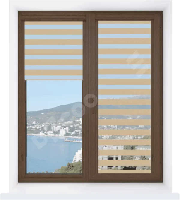 Рулонная штора День-ночь Уни 2 Linen 02 бежевый, размеры от 20 до 120 см