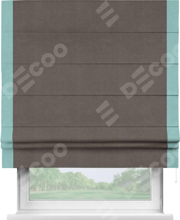 Римская штора «Кортин» с кантом Стрим Дуо, для проема, ткань вельвет коричневый