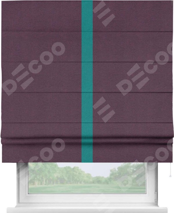 Римская штора «Кортин» с кантом Хайвэй, для проема, ткань лён димаут, фиолетовый