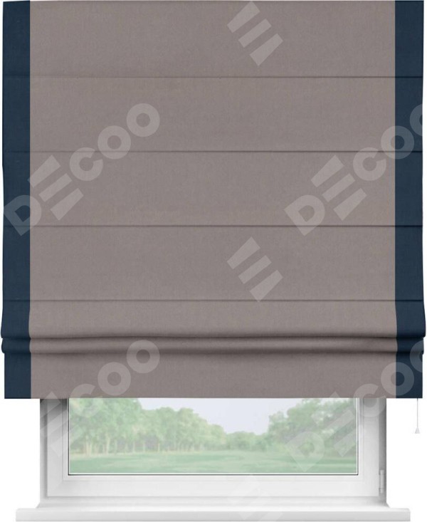 Римская штора «Кортин» с кантом Стрим Дуо, для проема, ткань вельвет темно-бежевый