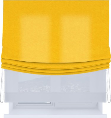 Римская штора «Кортин», канвас желтый, день-ночь с мягкими складками