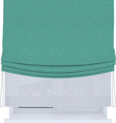 Римская штора «Кортин», день-ночь с мягкими складками, лён димаут бирюзовый