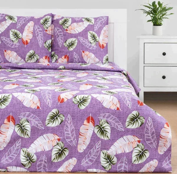 Постельное бельё Этель 1.5сп "Тропические широты" 143*215см,150*214см,70*70см-2 шт, 100% хлопок, бязь