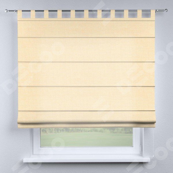 Римская штора на петлях «Кортин», выполнена  в ткани лён, цвет бежевый