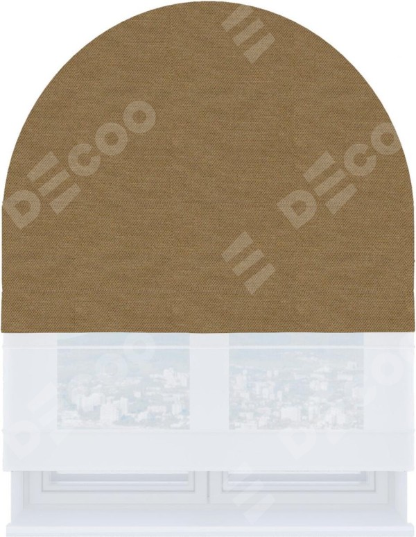 Римская штора «Кортин» день-ночь для арочного проёма, ткань лён димаут коричневый