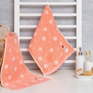 Полотенце махровое LoveLife "Снеговик" 35*75±3 см, цв.розовый, 100% хлопок, 350 г/м2