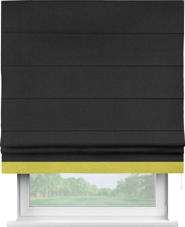 Римская штора «Кортин» для проёма, лён чёрный, с кантом Джестер