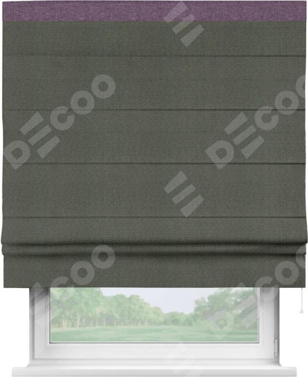 Римская штора «Кортин» с кантом Кинг, для проема, ткань лён димаут, графит