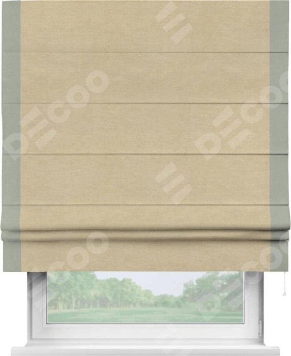 Римская штора «Кортин» с кантом Стрим Дуо, для проема, ткань вельвет бежевый