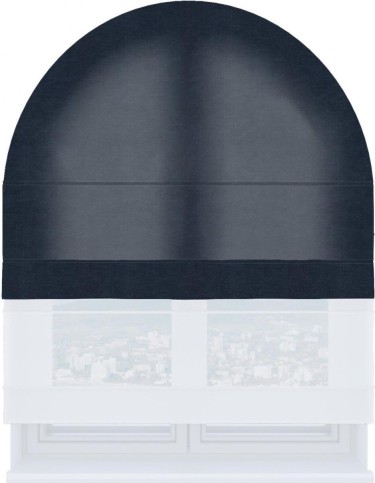 Римская штора «Кортин» день-ночь для арочного проёма, ткань софт однотонный тёмно-синий