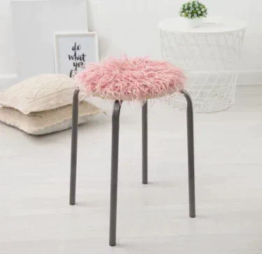 Сидушка на стул меховая Доляна "Уют" цв.розовый d 30 cm,100% п/э