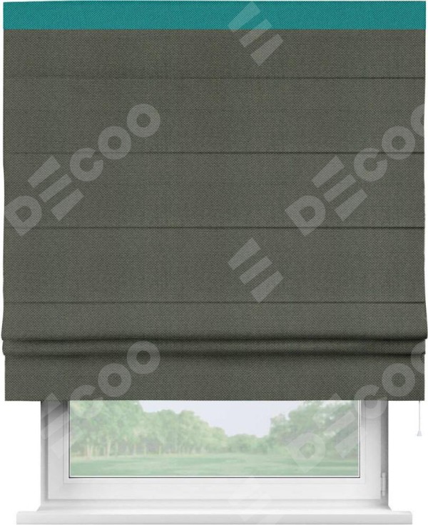 Римская штора «Кортин» с кантом Кинг, для проема, ткань лён димаут, графит