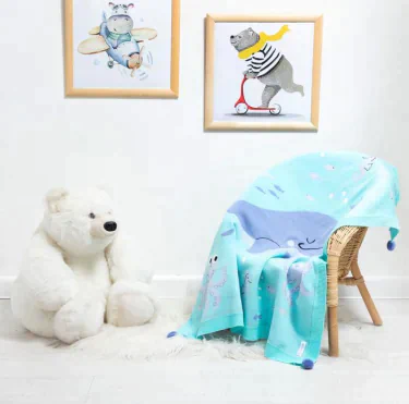 Вязаный плед «Крошка Я» Sea friends, 90х90 см