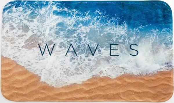 Набор ковриков для ванной Этель "Waves" 2 шт, 80х50 см, 50х40 см, велюр