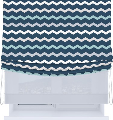 Римская штора «Кортин», день-ночь с мягкими складками, «Морской шеврон»