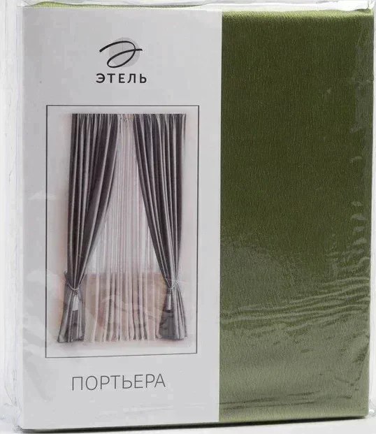 Штора портьерная "Этель" ширина 135 см, высота 250 см, цвет фисташковый, глянцевая