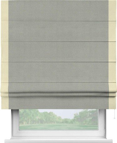 Римская штора «Кортин» с кантом Стрим Дуо, для проема, ткань блэкаут однотонный серый