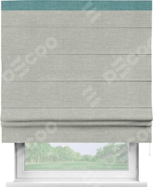 Римская штора «Кортин» с кантом Кинг, для проема, ткань лён серый