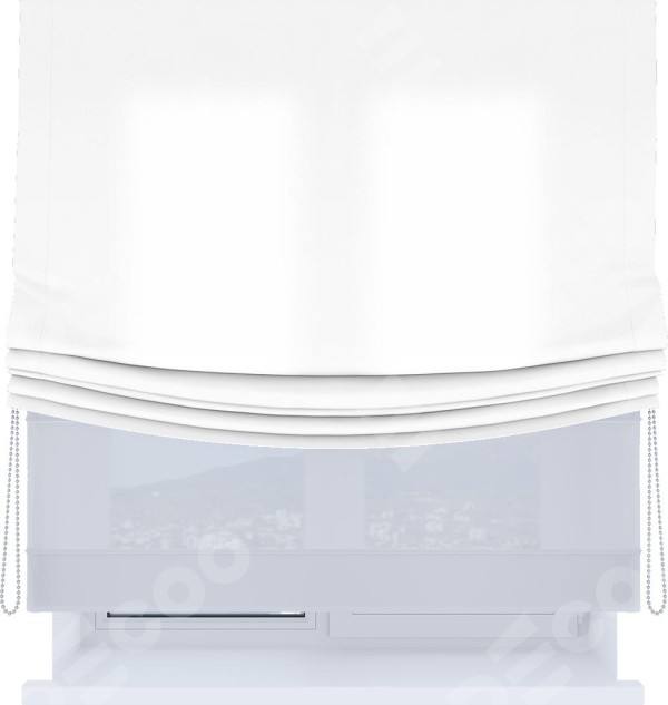 Римская штора «Кортин», день-ночь с мягкими складками, однотонная белоснежная