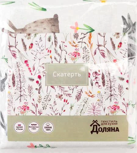 Скатерть пасхальная, Доляна Fluffy bunnies 220х144 см, 100% хлопок, 164 г/м2