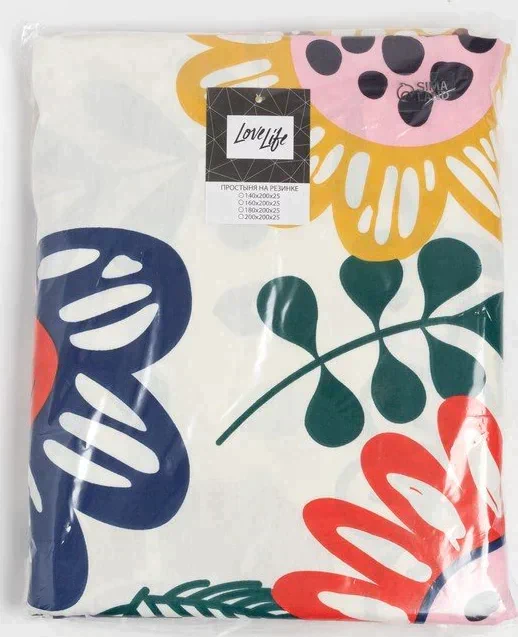 Простыня на резинке LoveLife 180*200*25см, "Summer time", 100% хлопок, сатин, 125г/м²