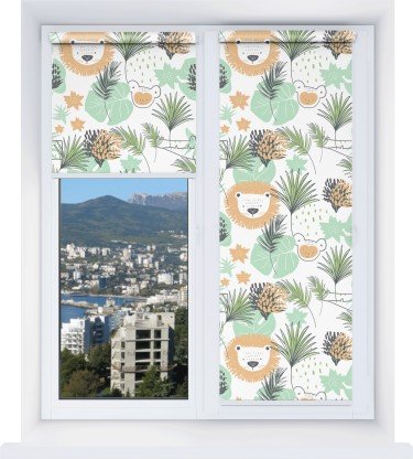 Рулонная штора Мини с принтом Животные из джунглей