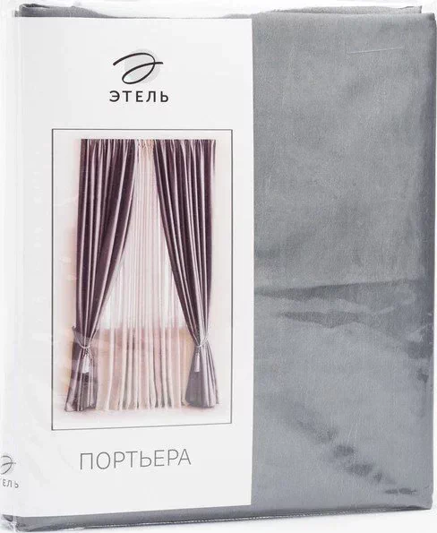 Штора портьерная "Этель" ширина 200 см, высота 250 см, цвет серый