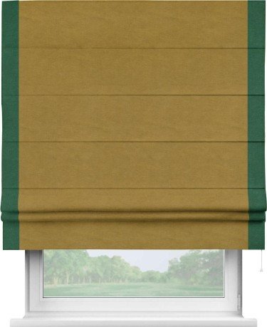 Римская штора «Кортин» с кантом Стрим Дуо, для проема, ткань вельвет светло-коричневый