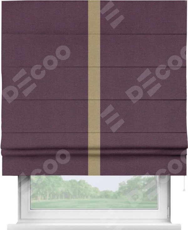Римская штора «Кортин» с кантом Хайвэй, для проема, ткань лён димаут, фиолетовый