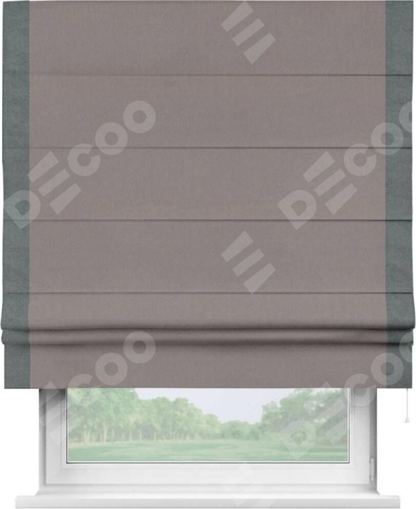 Римская штора «Кортин» с кантом Стрим Дуо, для проема, ткань вельвет темно-бежевый