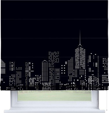 Римская штора «Кортин» для проема «Ночной город»