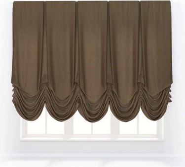 Австрийская штора «Кортин», ткань вельвет тёмно-бежевый