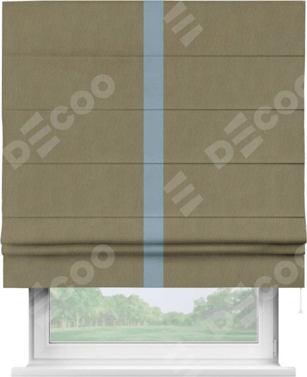 Римская штора «Кортин» с кантом Хайвэй, для проема, ткань блэкаут однотонный бежево-золотой