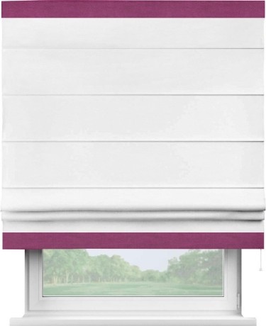 Римская штора «Кортин» с кантом Горизонт, для проема, ткань вельвет дымчато-белый