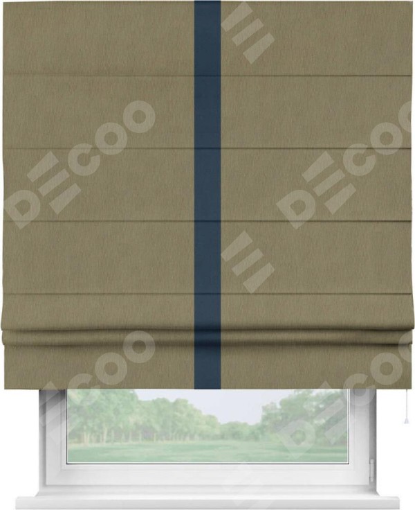 Римская штора «Кортин» с кантом Хайвэй, для проема, ткань блэкаут однотонный бежево-золотой