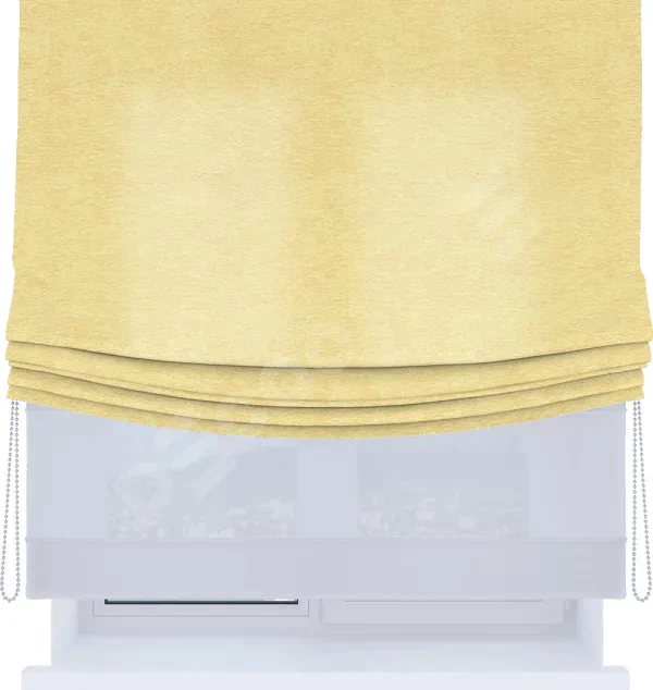 Римская штора «Кортин», день-ночь с мягкими складками, софт однотонный золотой