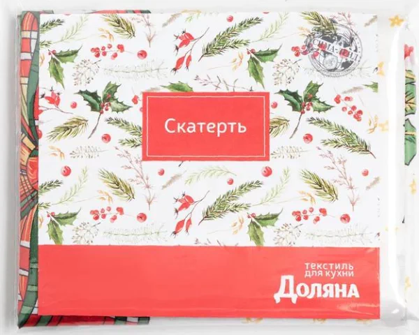 Скатерть Доляна "Счастливого Нового года" 110*145 +/- 2 см, 100% п/э