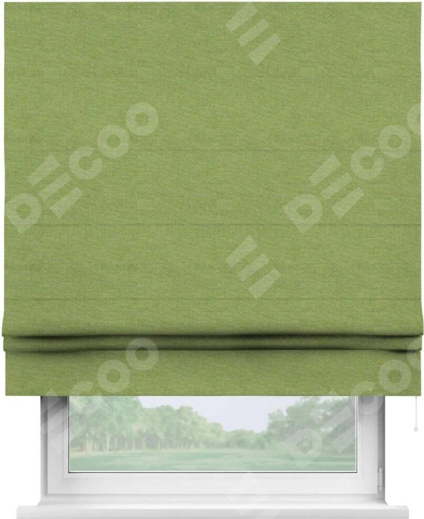 Римская штора «Кортин» для проема, ткань лён димаут, салатовый