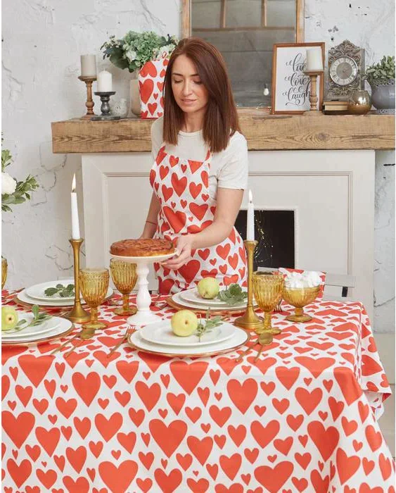Скатерть "Этель" Red hearts 149х180см, 100% хл, саржа 190 г/м2