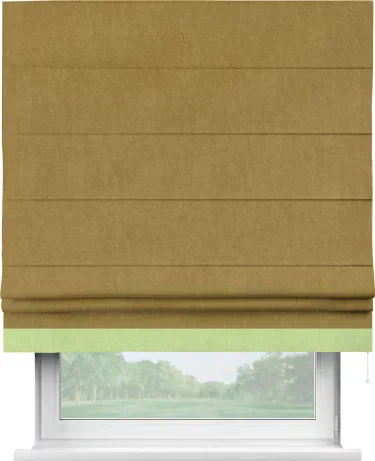 Римская штора «Кортин» для проема, канвас горчица, с кантом Джестер