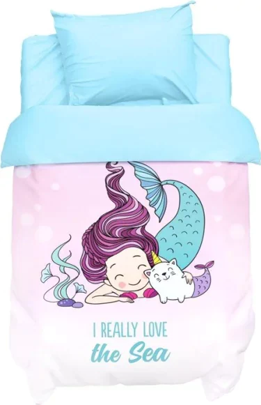 Постельное бельё детское Крошка Я "Really mermaid", 112х147 см, 60х120+20 см, 40х60 см, 100% хлопок