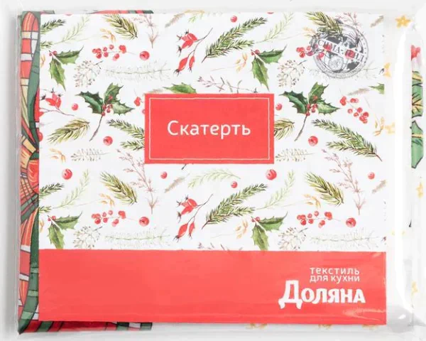 Скатерть Доляна «Новый год: Счастливого Нового года» 145*260 +/- 2 см, 100% п/э