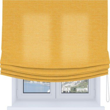 Римская штора Soft с мягкими складками, ткань лён желтый