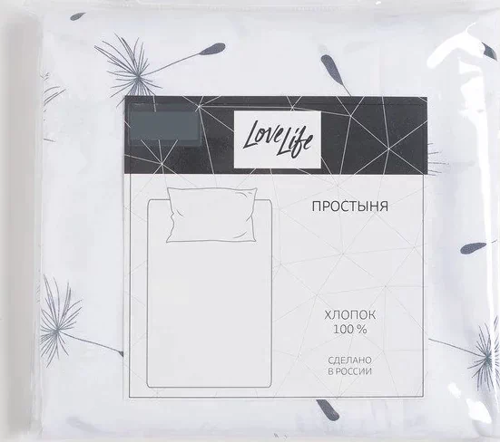 Простыня LoveLife «Одуванчики» 150х220 см, 100% хлопок, поплин, 125 г/м²