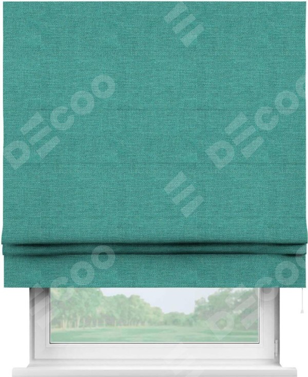 Римская штора «Кортин» для проема, ткань лён изумрудный