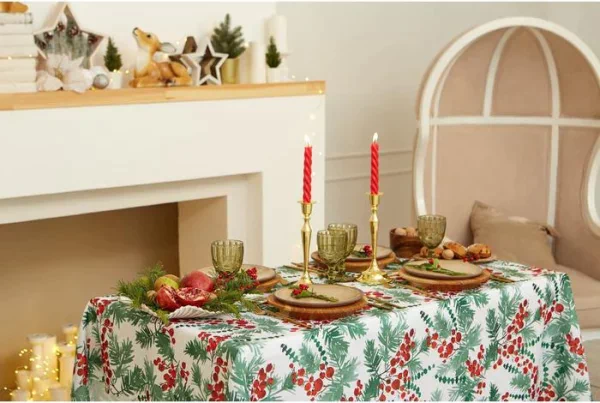 Скатерть Доляна «Новый год: Сhristmas berries» 145*300 +/- 2 см, 100% п/э