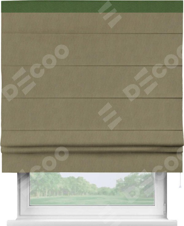 Римская штора «Кортин» с кантом Кинг, для проема, ткань блэкаут однотонный бежево-золотой