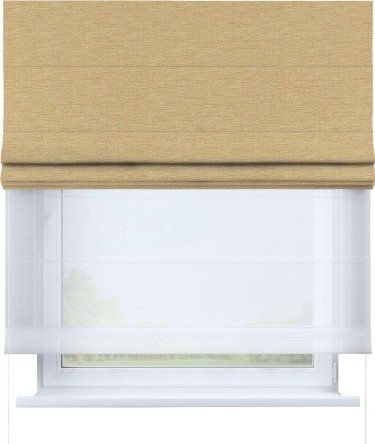 Римская штора «Кортин» день-ночь, ткань лён темно-бежевый