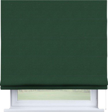 Римская штора «Кортин» для проема, ткань лён димаут, тёмно-зелёный