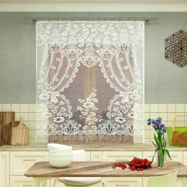 Тюль кухонная без шторной ленты, 200х170 см, белый